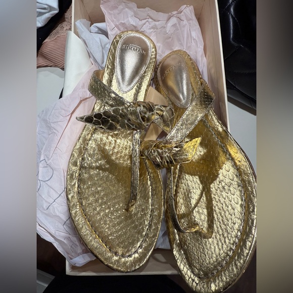 NIB Alexandre Birman Clarita Exotic Gold Sandals $495 - Picture 2 of 5